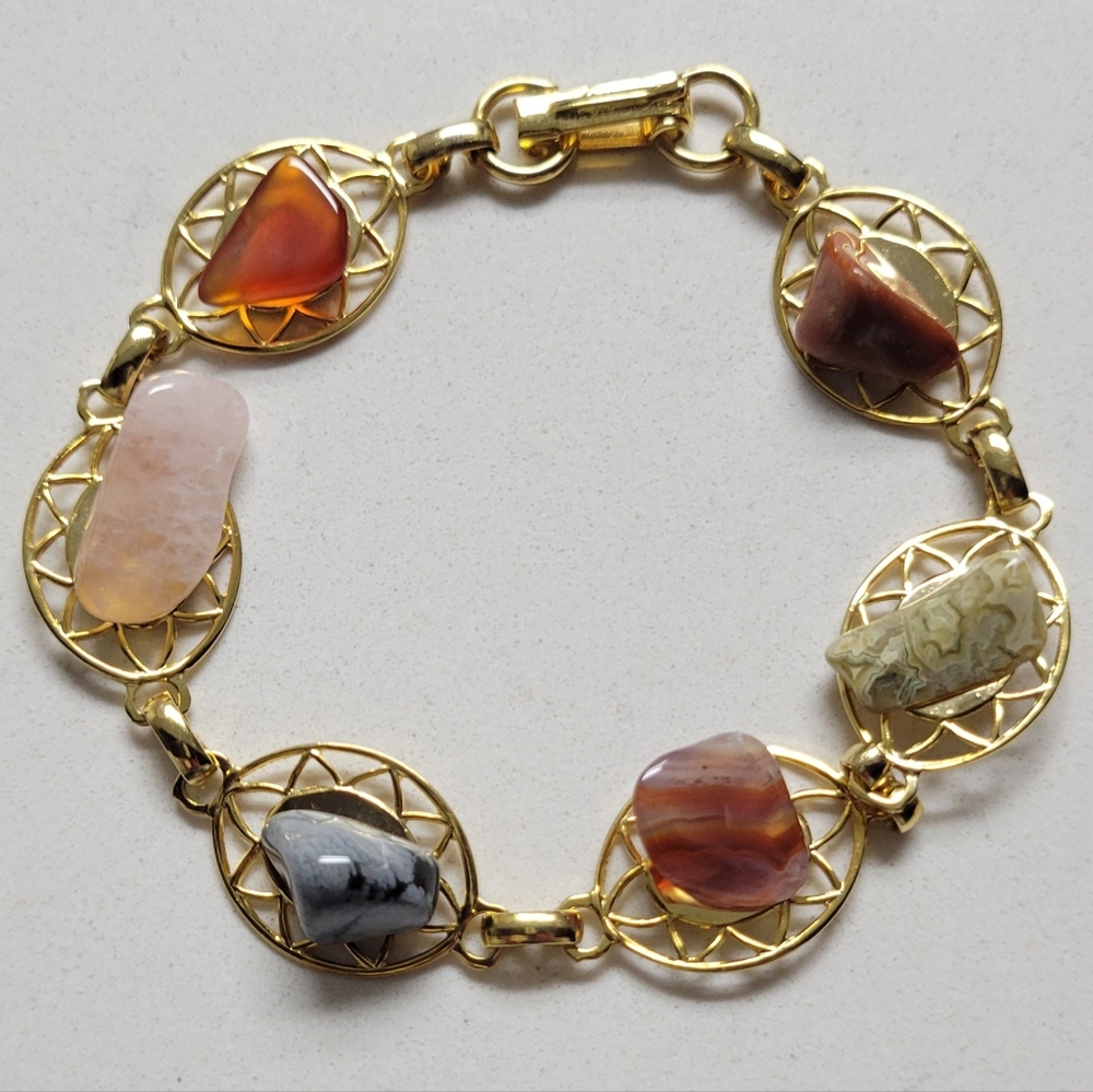 Gold Tone, Polished Rock Metal Bracelet